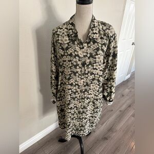 Natural Life Green Floral Shirt